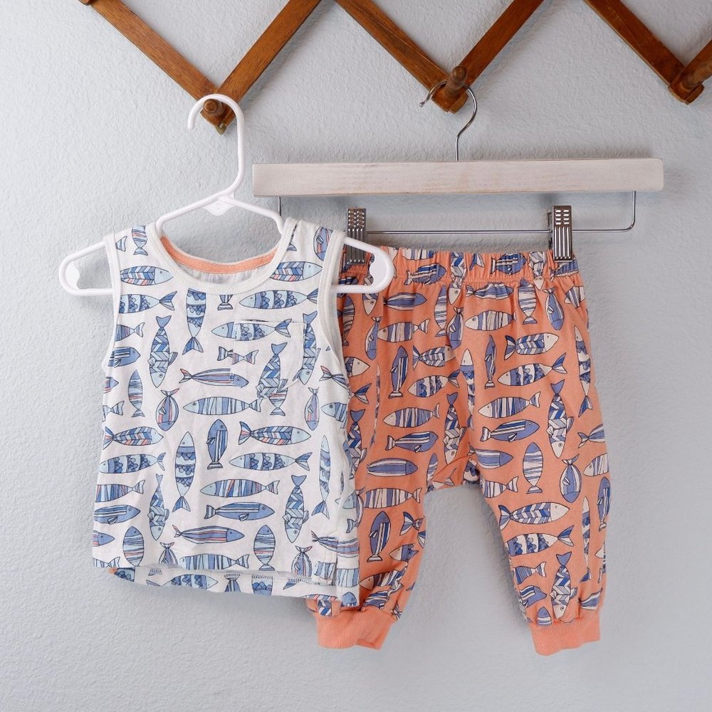 Peek Fish Pattern Tank & Harem Pants Outfit, 6-12 months